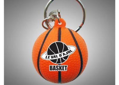 Porte clés ballon de basket en PU antistress personnalisé par impression quadri