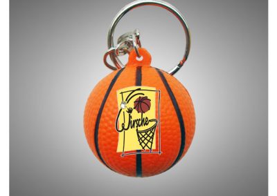 Porte clés ballon de basketball en PU antistress personnalisé par impression quadri