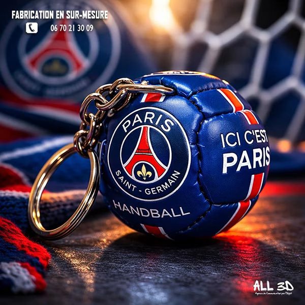 porte-cles ballon cuir handball psg personnalise merchandising supporters 1