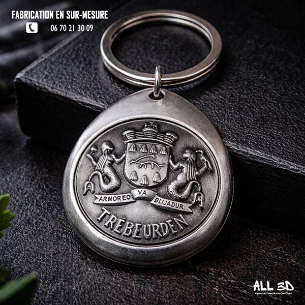 Porte-clés métal 3D personnalisé avec logo