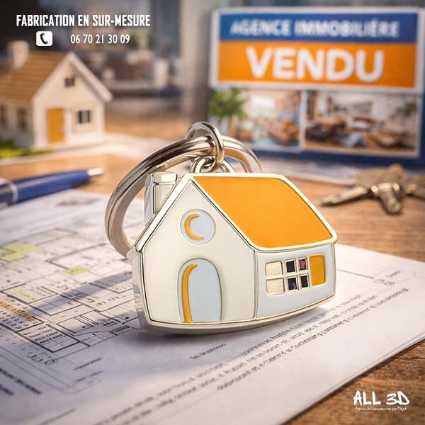Porte-clés métal personnalisé pour réseau immobilier